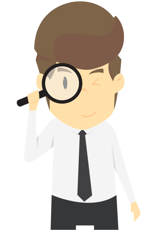 A person looking through a magnifying glass.