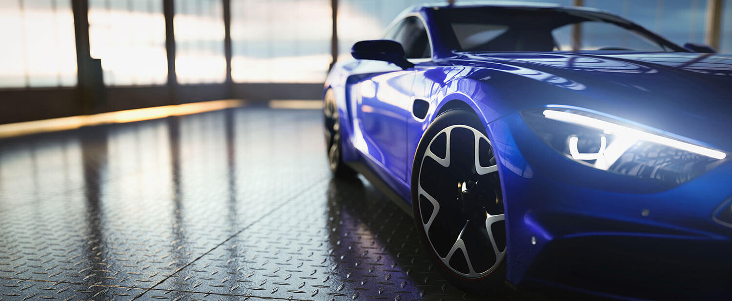 close-up of a blue car