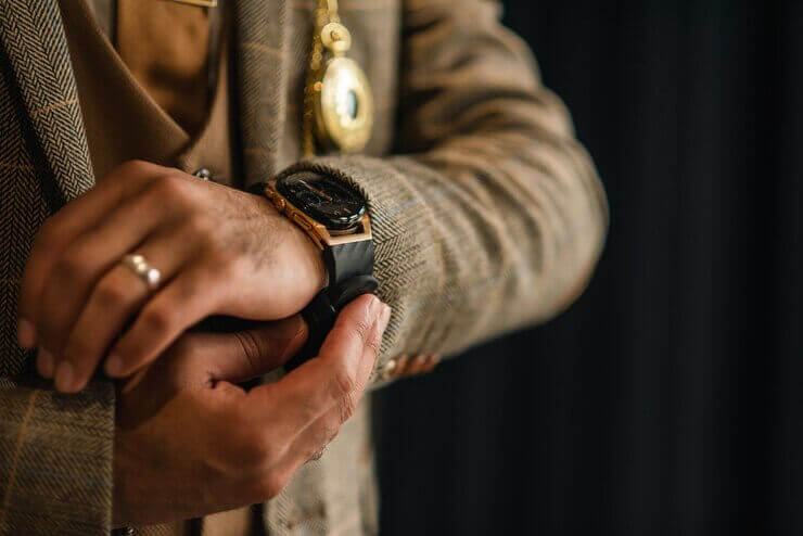 close-up of a watch on a man's wrist